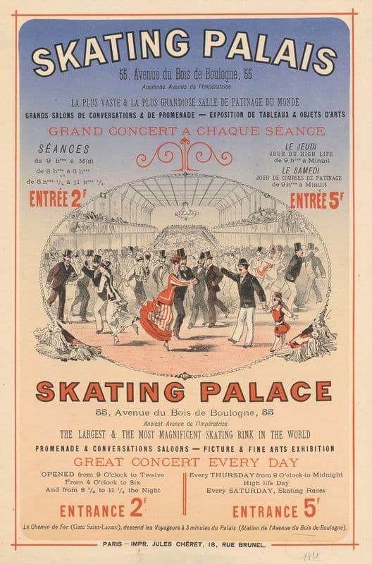 Skating-Palais… 55 Avenue du Bois de Boulogne la plus vaste et la plus grandiose salle de patinage du monde as a canvas print
