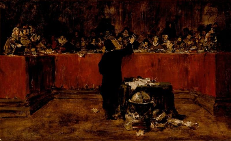 Sketch for a Picture–Columbus before the Council of Salamanca (circa 1876) as a canvas print