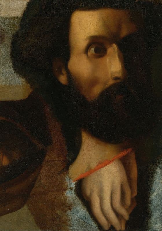Sketch Of Head And Hands Of St. John For Jésus Remet À Saint Pierre Les Clefs Du Paradis as a canvas print