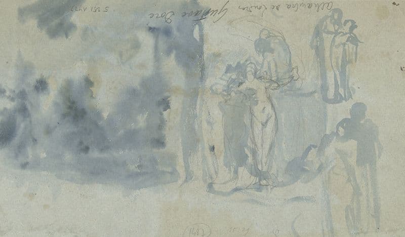 Sketches of people, including a female nude (1842 - 1883) as a canvas print