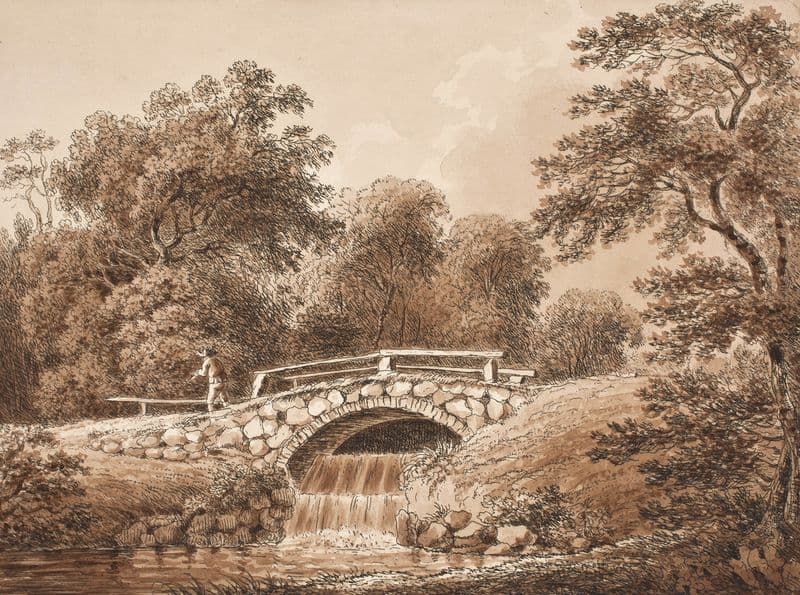 Skovparti med bro over åløb (1759 – 1828) as a canvas print