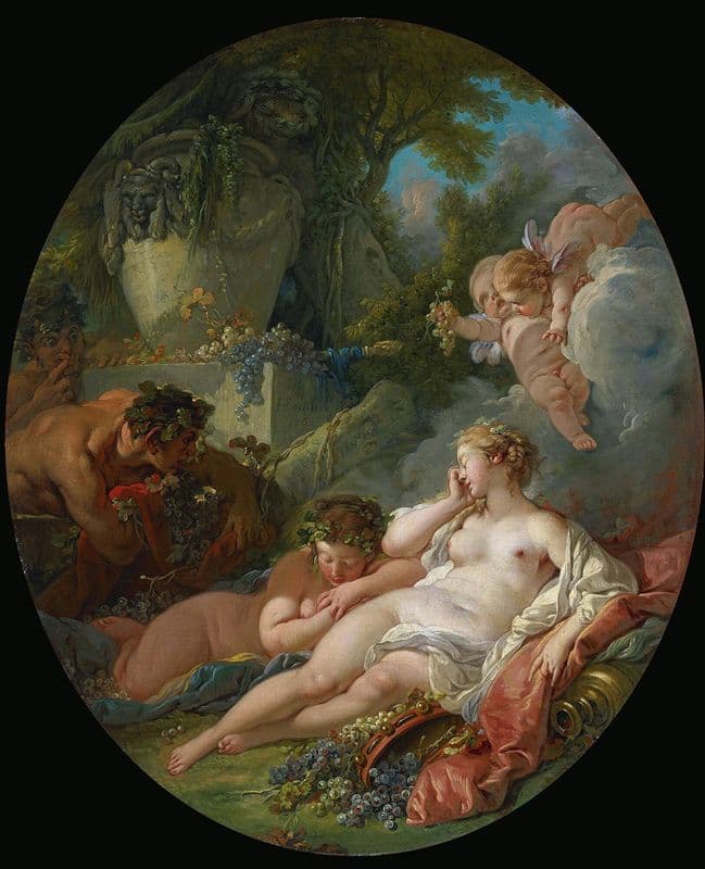 Sleeping Bacchantes Surprised By Satyrs as a canvas print