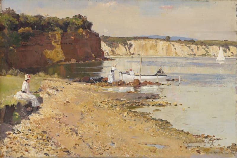 Slumbering sea, Mentone as a canvas print