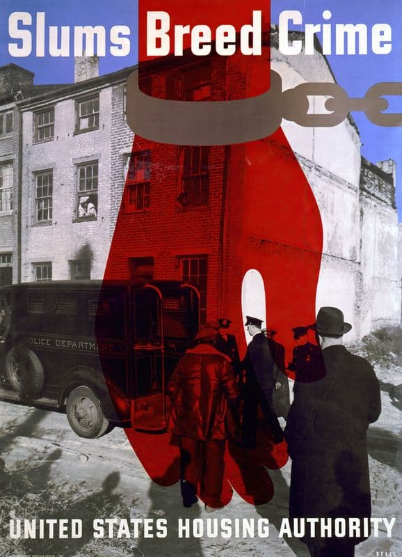 Slums breed crime. United States Housing Authority as a canvas print