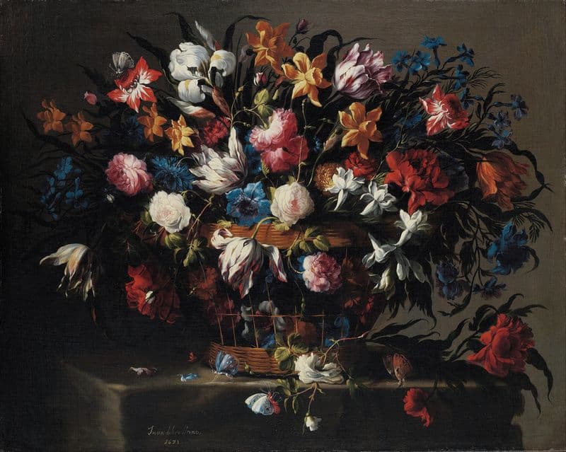 Small Basket of Flowers as a canvas print