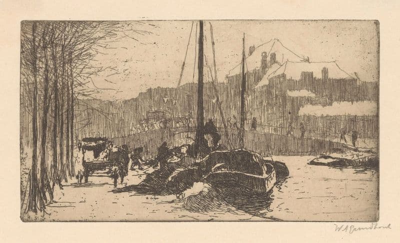 Sneeuw in de stad. (1888-1934) as a canvas print