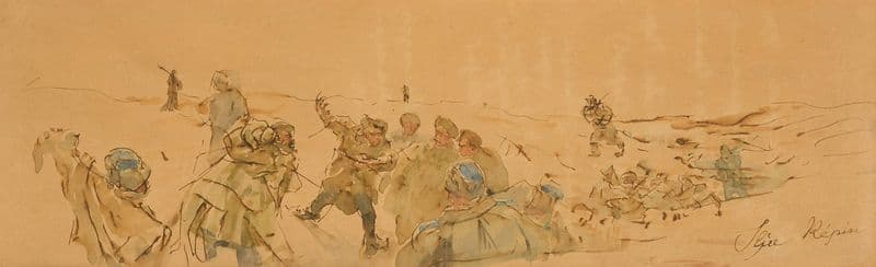 Soldiers in a Field as a canvas print