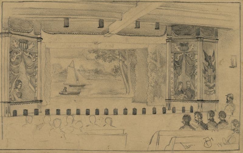 Soldier’s theatre, (Fourteenth Brooklyn) in an old warehouse in Culpeper Court House, Va. as a canvas print