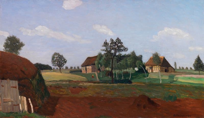 Sommertag im Moor (Erdhütte im Moor) as a canvas print
