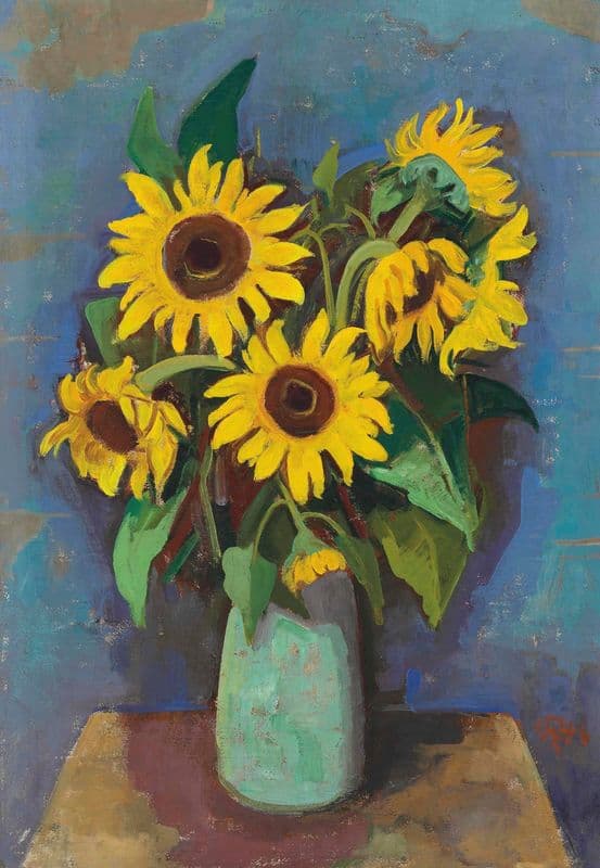 Sonnenblumen in Vase as a canvas print