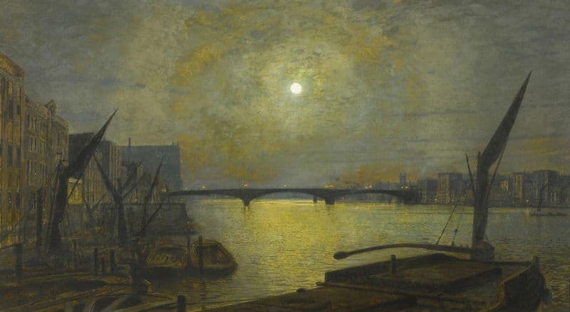 Southwark Bridge from Blackfriars by Moonlight as a canvas print