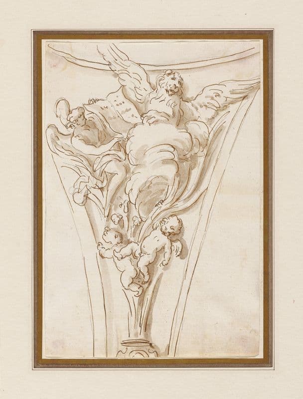 Spandrel Study; Angels with the Symbols of St. Mark (1747–55) as a canvas print