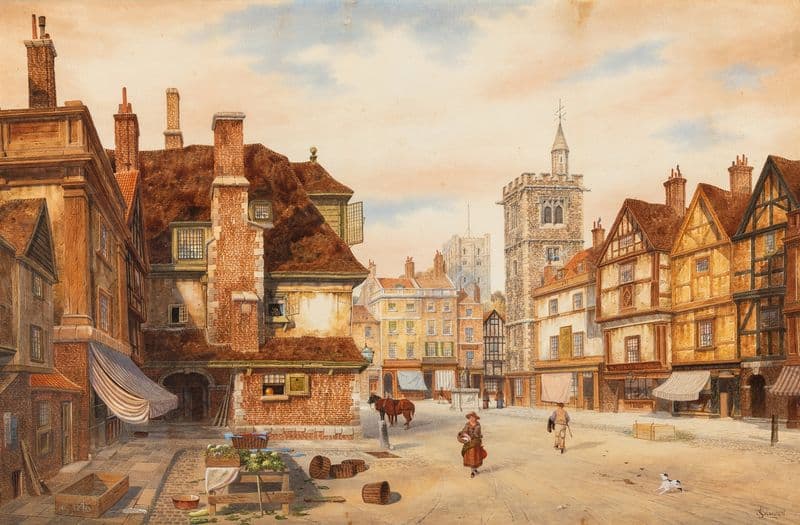 St. Albans market square, Hertfordshire as a canvas print