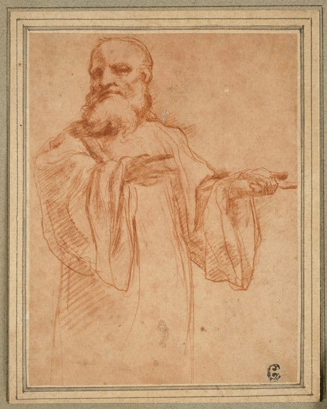 St. Benedict Gesturing to the Left; Study for the Coronation of the Virgin (1520-23) as a canvas print