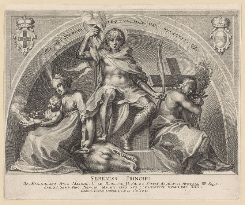 St. George with St. Margaret and Mary Magdalene on either side as a canvas print