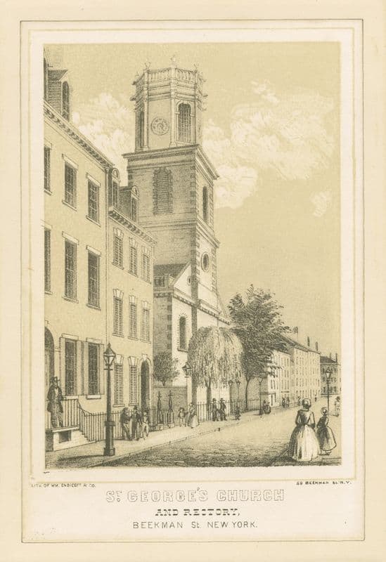 St. George’s Church and rectory, Beekman St., New York (1760 - 1900) as a canvas print