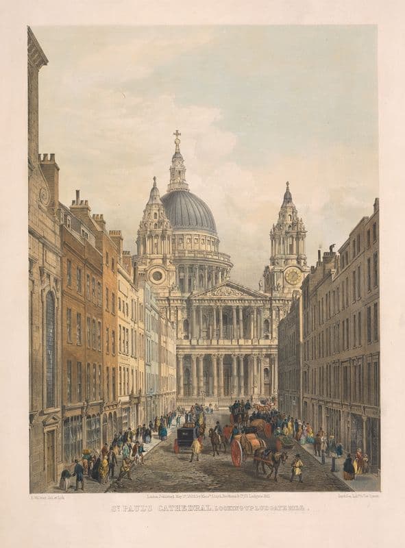 St. Paul’s Cathedral, looking up Ludgate Hill as a canvas print
