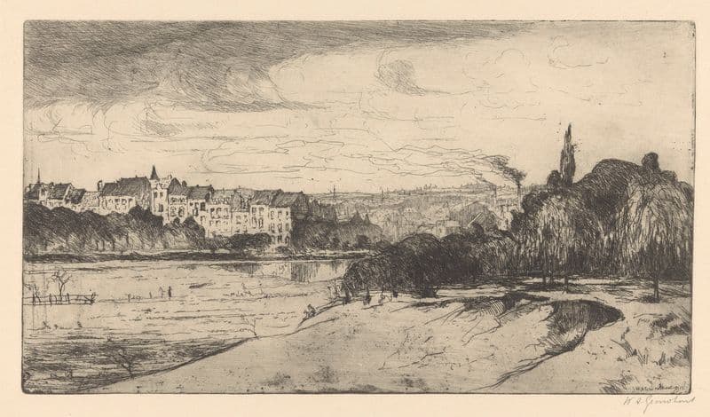 Stad aan een rivier (1888-1934) as a canvas print