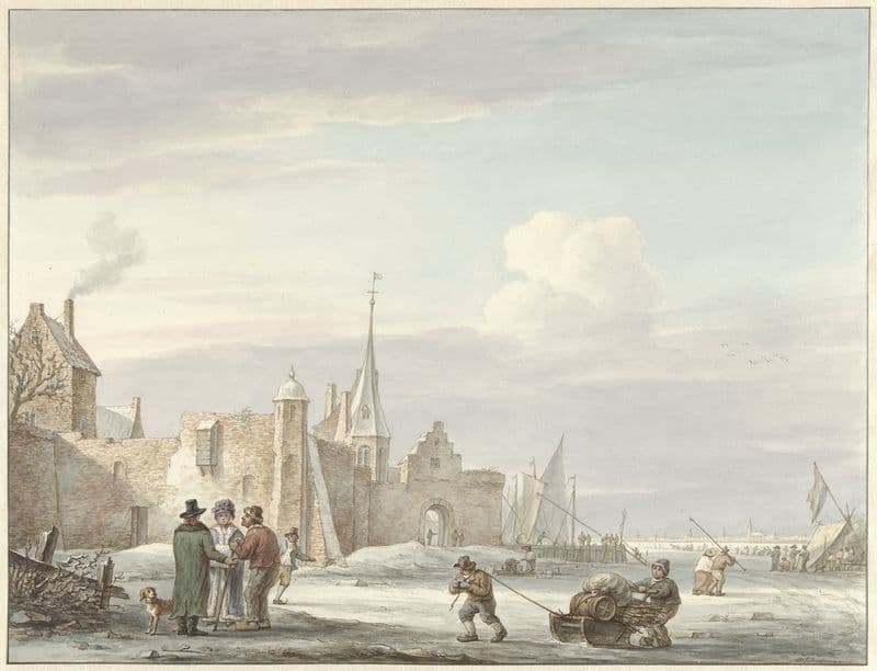 Stadsgezicht in de winter (1780 - 1848) as a canvas print