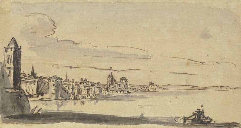 Stadt am Meer mit Befestigung as a canvas print