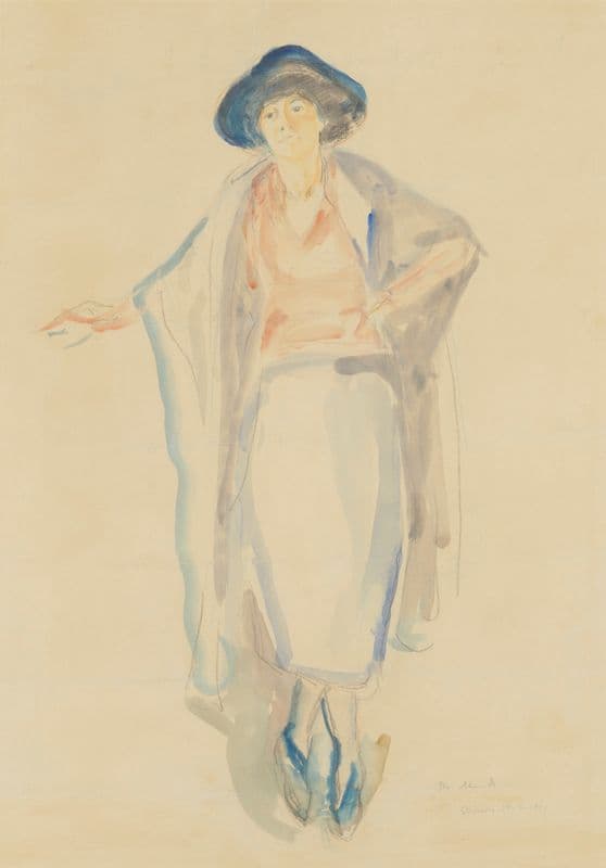 Stående kvinne med hatt (Lali Horstmann) as a canvas print