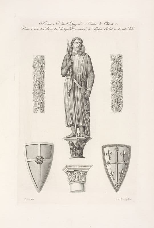 Statue d’Eudes II, quatrième comte de Chartres. Placée à une des portes du portique méridional de l’église cathédrale de cette ville. as a canvas print