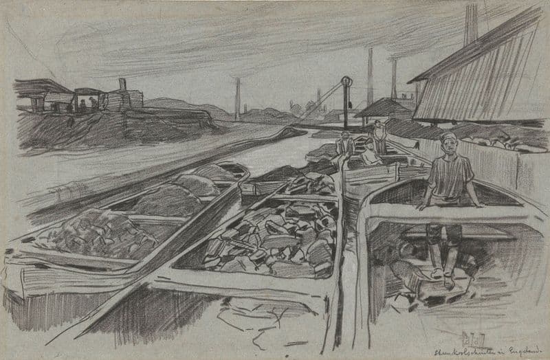 Steenkoolschuiten in Engeland (19th century) as a canvas print