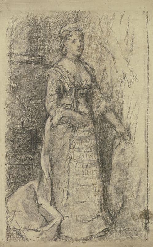 Stehende Dame im Rüschenkleid as a canvas print