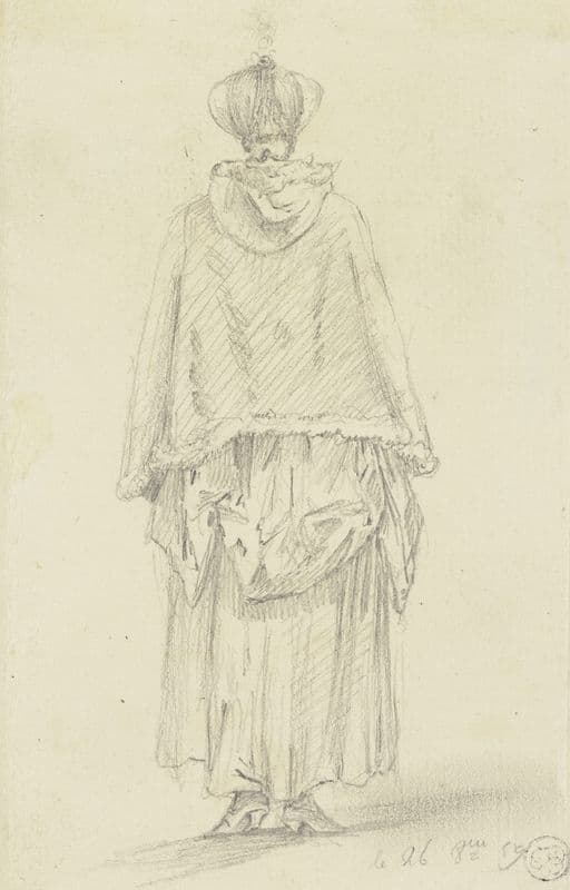 Stehende Frau mit Umhang in Rückansicht as a canvas print