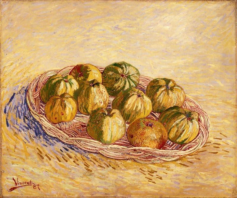 Still Life, Basket of Apples as a canvas print