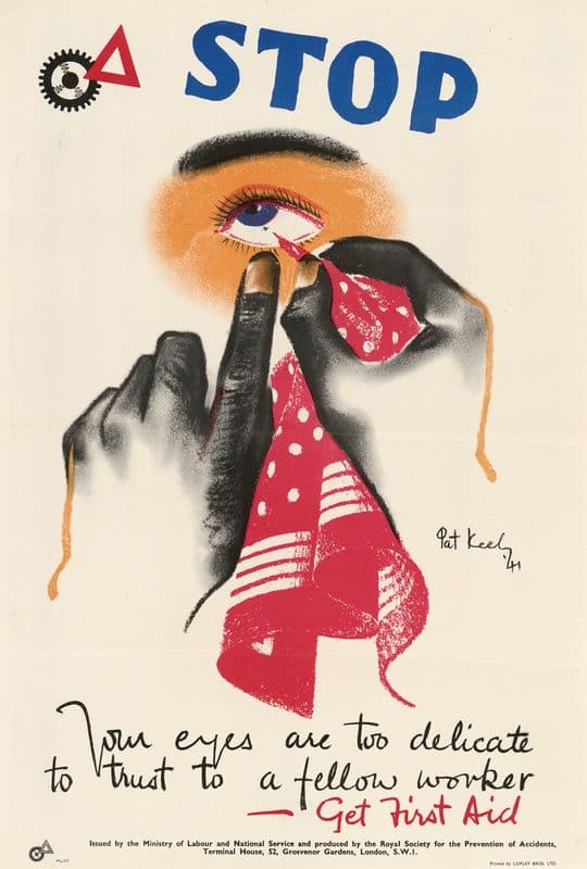 Stop – Your Eyes are too Delicate to Trust to a Fellow Worker – Get First Aid as a canvas print