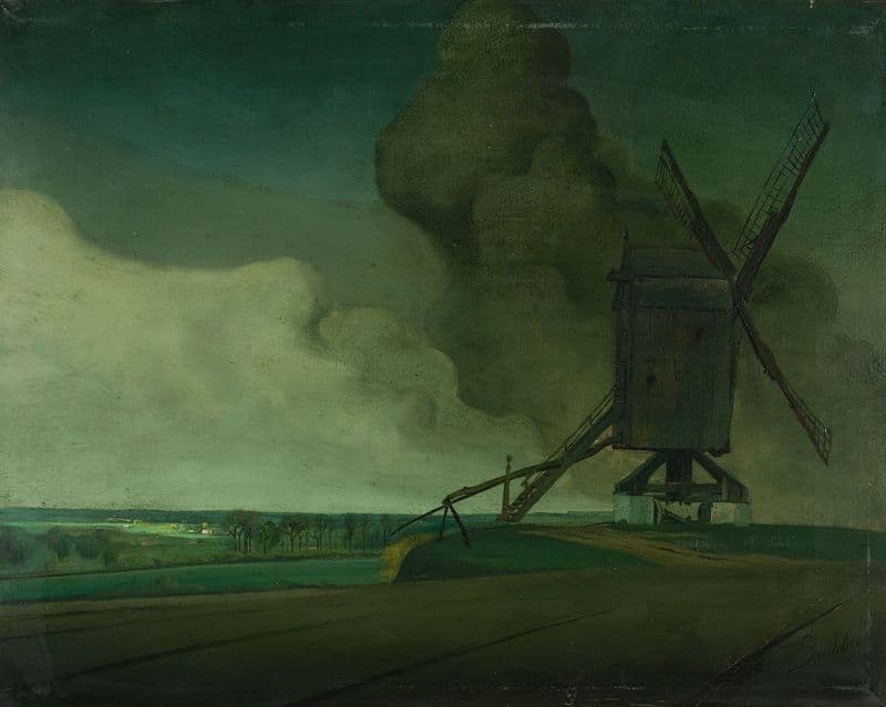Storm Clouds over the Windmill in Tiegem (ca. 1910 - 1914) as a canvas print