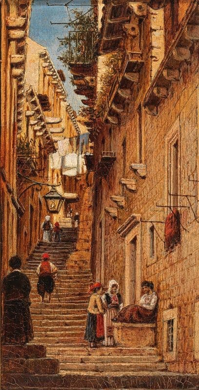 Strasse in Ragusa as a canvas print