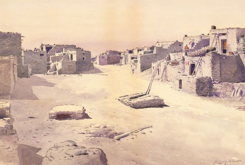 Street in the Pueblo of Oraibi, Tusayan, Arizona as a canvas print
