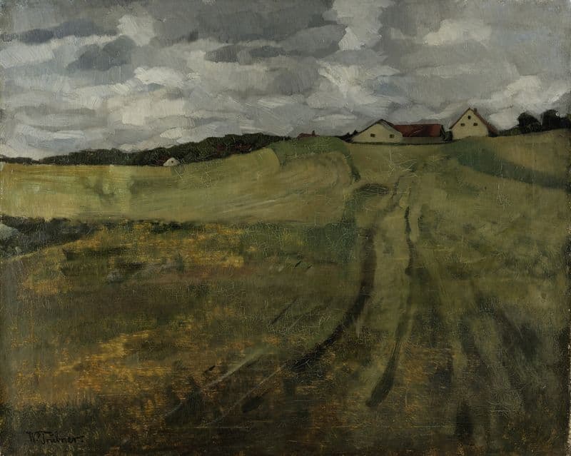 Stubble Field with Ascending Path near Wessling as a canvas print