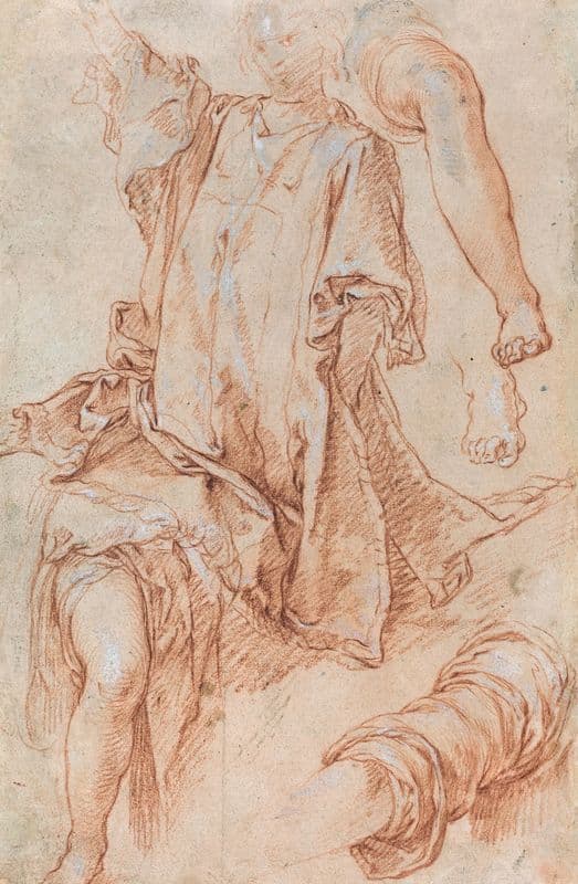 Studies of Legs and Drapery (recto) as a canvas print