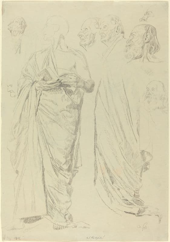 Studies of Men in Togas (recto) as a canvas print