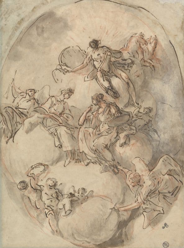 Study for Ceiling: Apollo and other Figures as a canvas print