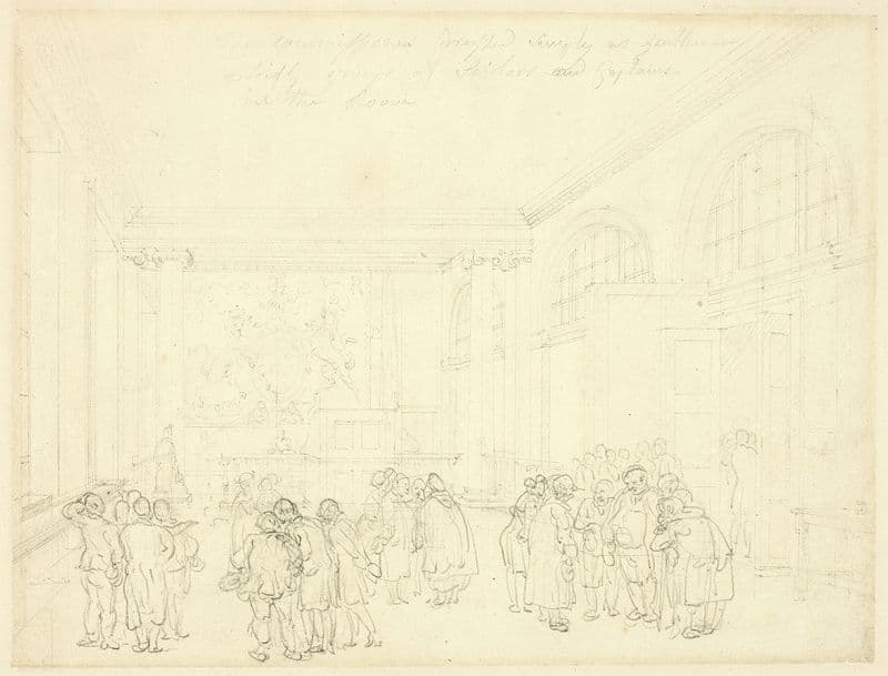 Study for Excise Office, Broad Street, from Microcosm of London (c. 1810) as a canvas print
