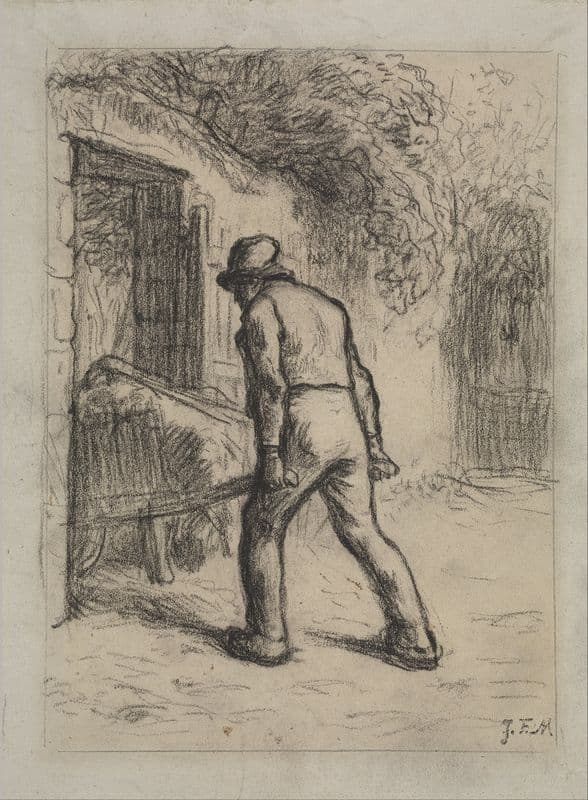 Study for Man with a Wheelbarrow (1855 - 1856) as a canvas print