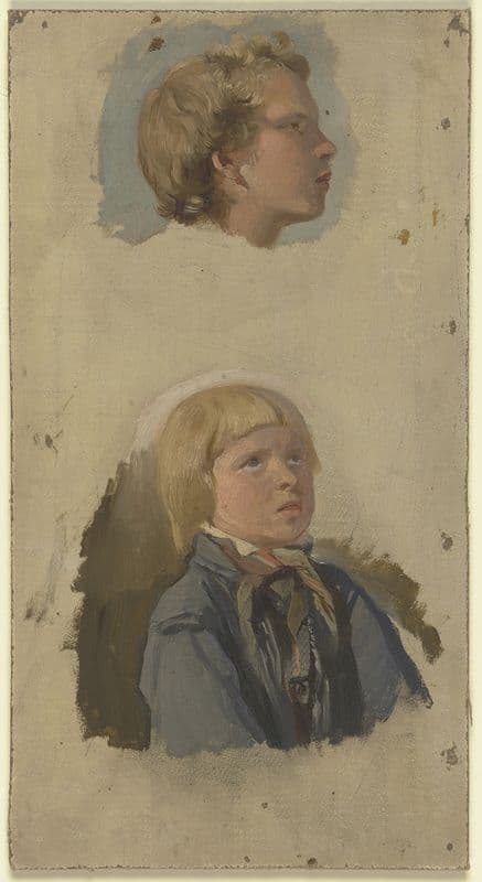 Study of a head of two boys as a canvas print