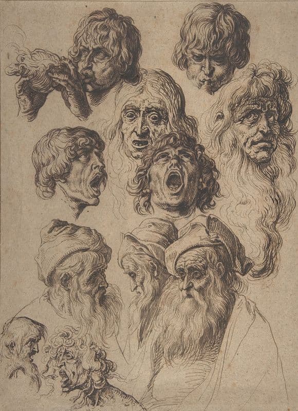Study of Eleven Heads (16th century) as a canvas print