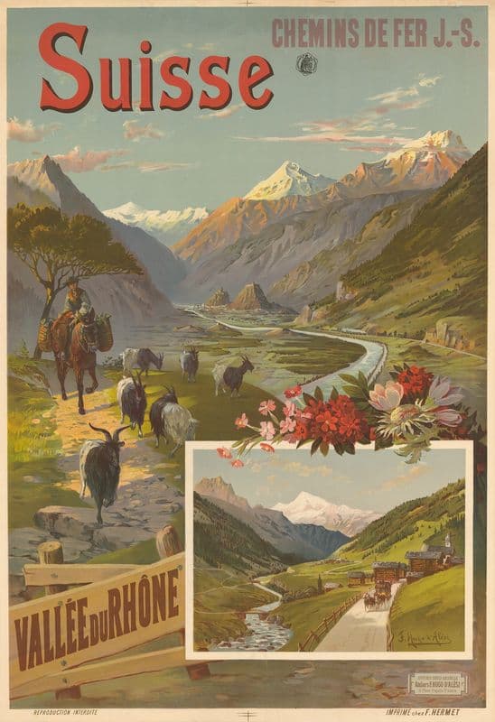 Suisse – Chemins de fer J.-S. – Vallée du Rhône as a canvas print