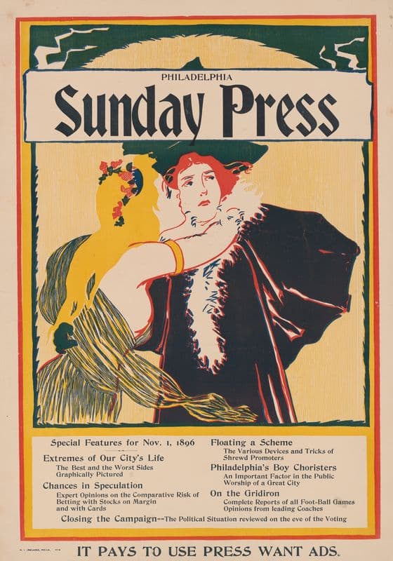 Sunday Press. Special features for Nov. 1, 1896 as a canvas print