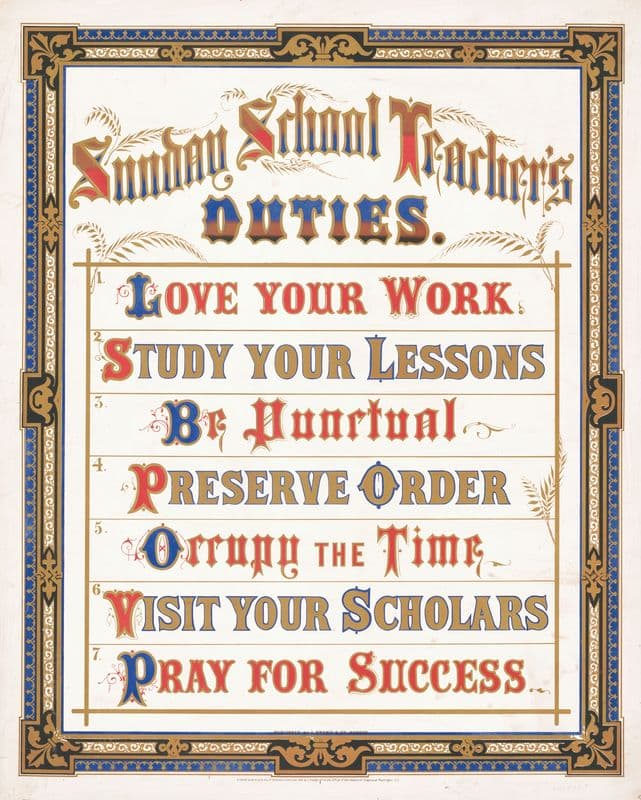 Sunday school teacher’s duties (c1872) as a canvas print