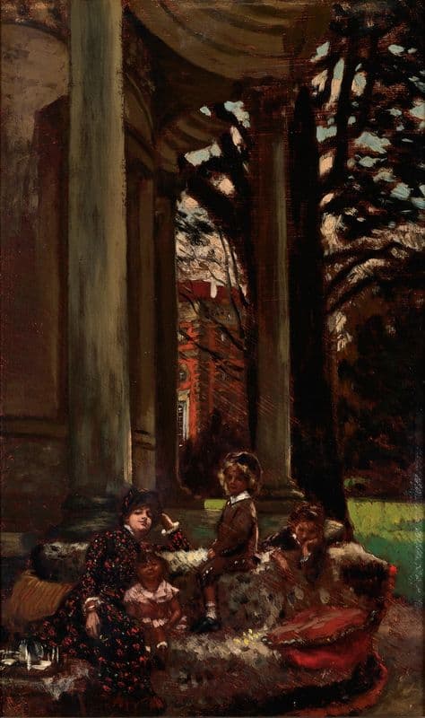 Sur la terrasse du château (également connu comme Kew Gardens) (19th century) as a canvas print