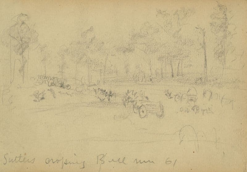 Sutlers crossing Bull Run as a canvas print