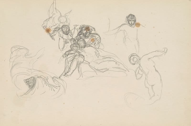 szkice do plafonu ‘Andromeda’; grupa z boginią, szkic Perseusza (1883-1884) as a canvas print