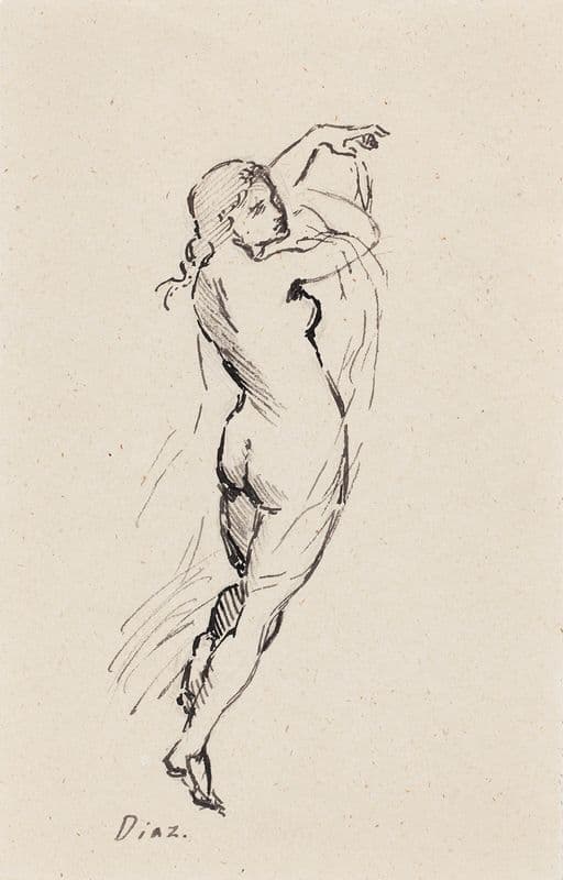 Tanssiva alaston nainen, Diaz de la Penan mukaan (1877 - 1878) as a canvas print