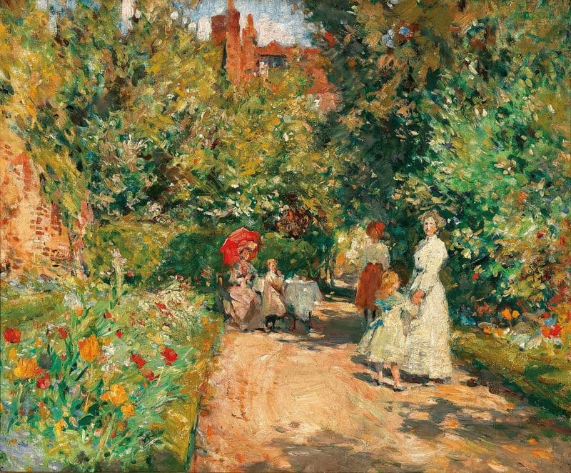 Teatime in a Walled Garden as a canvas print